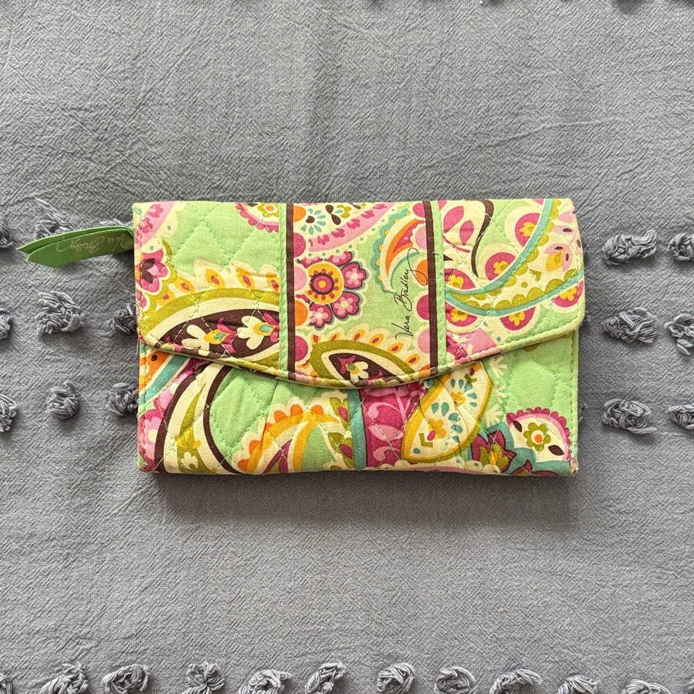 Vera Bradley Paisley Wallet in Green and Pink
